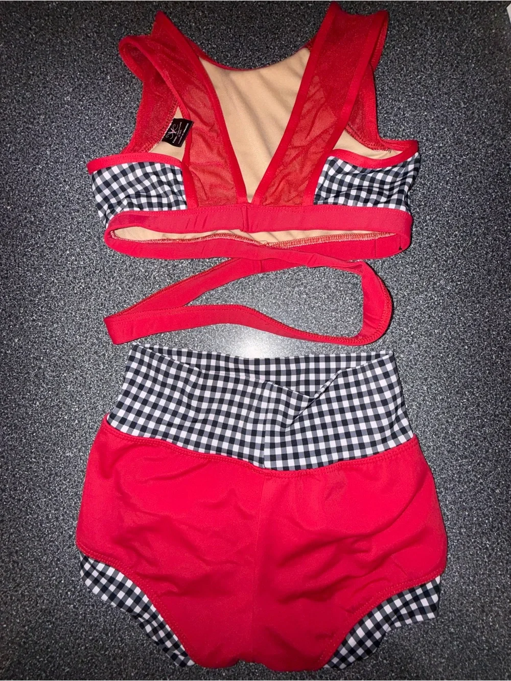 Kandi Kouture Red & Black Gingham Two-Piece Dance Set Size Child X-Large